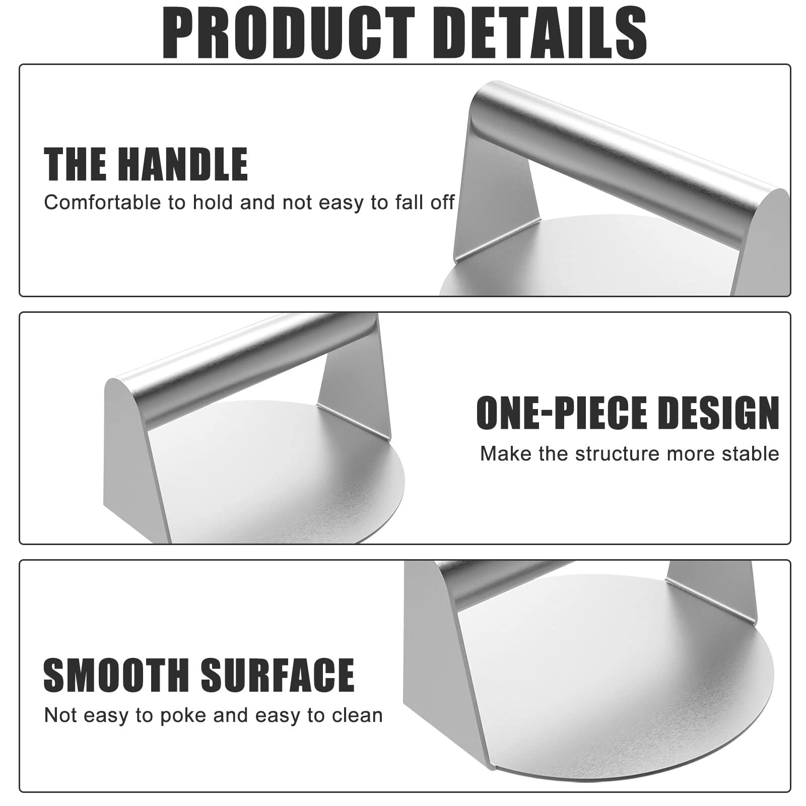 Pressa Per Hamburger In Acciaio Inox | 5,5 Pollici | Professionale | Per Barbecue E Cucina Casalinga - Foto 5