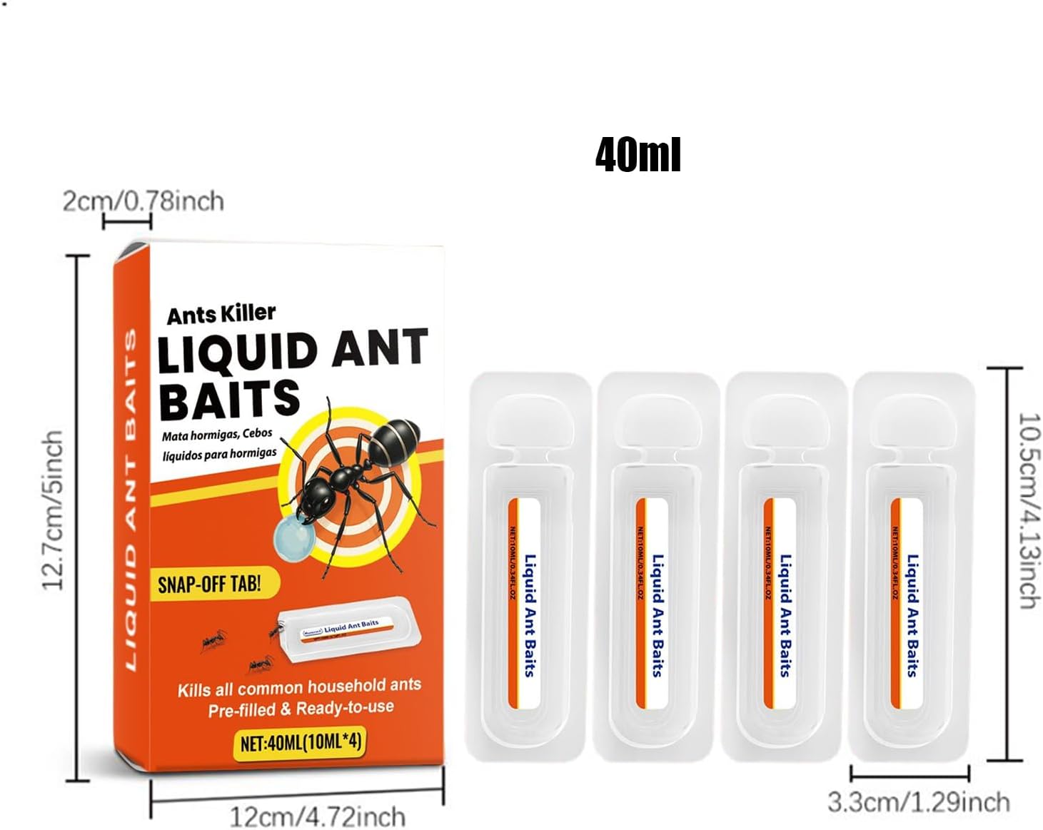 室内用アリ駆除剤 - 4個 アリ対策トラップ 各10ミリリットル - 安全な液体ベイトステーション 屋内 ホテル 商業施設 地下室 天井裏