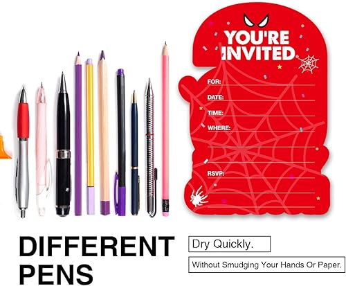 Miniatura 4 de Bifez Invitaciones para fiesta de 6 cumpleaños de superhéroe con purpurina para niños de 6 años, invitaciones con sobres, juego de 20