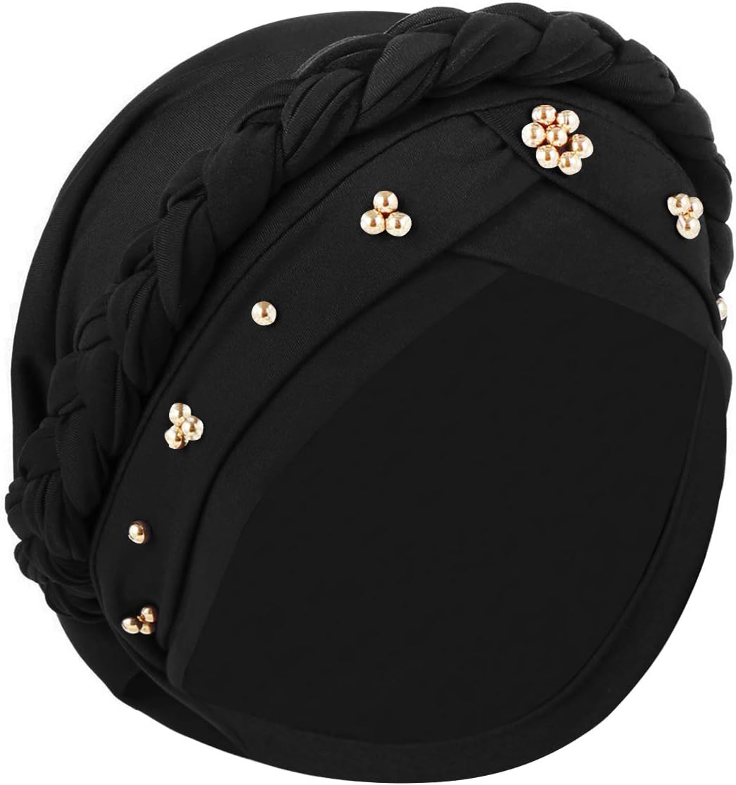 Islamic Prayer Turban Muslim Fashion Braid Beanie Hat Women Hijab Cap Worship Headpiece Arabia Arab Bandana Instant Head Wrap Hair Loss Hair Accessories