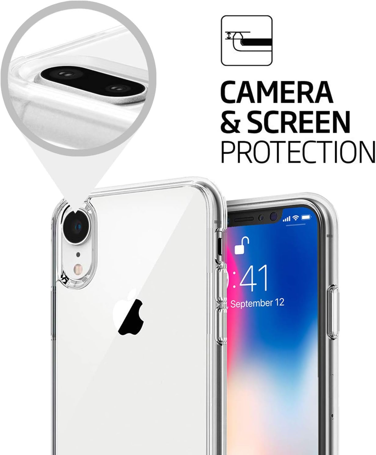 TENOC Phone Case Compatible for iPhone Xr, Clear Cases Transparent Slim Cute Soft TPU Cover Protective Bumper 6.1 Inch