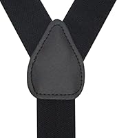 Vista 2 de Timiot Tirantes con botón trasero en Y de 1.4 pulgadas para hombres con elegantes extremos de botón de cuero, elásticos de larga duración, última