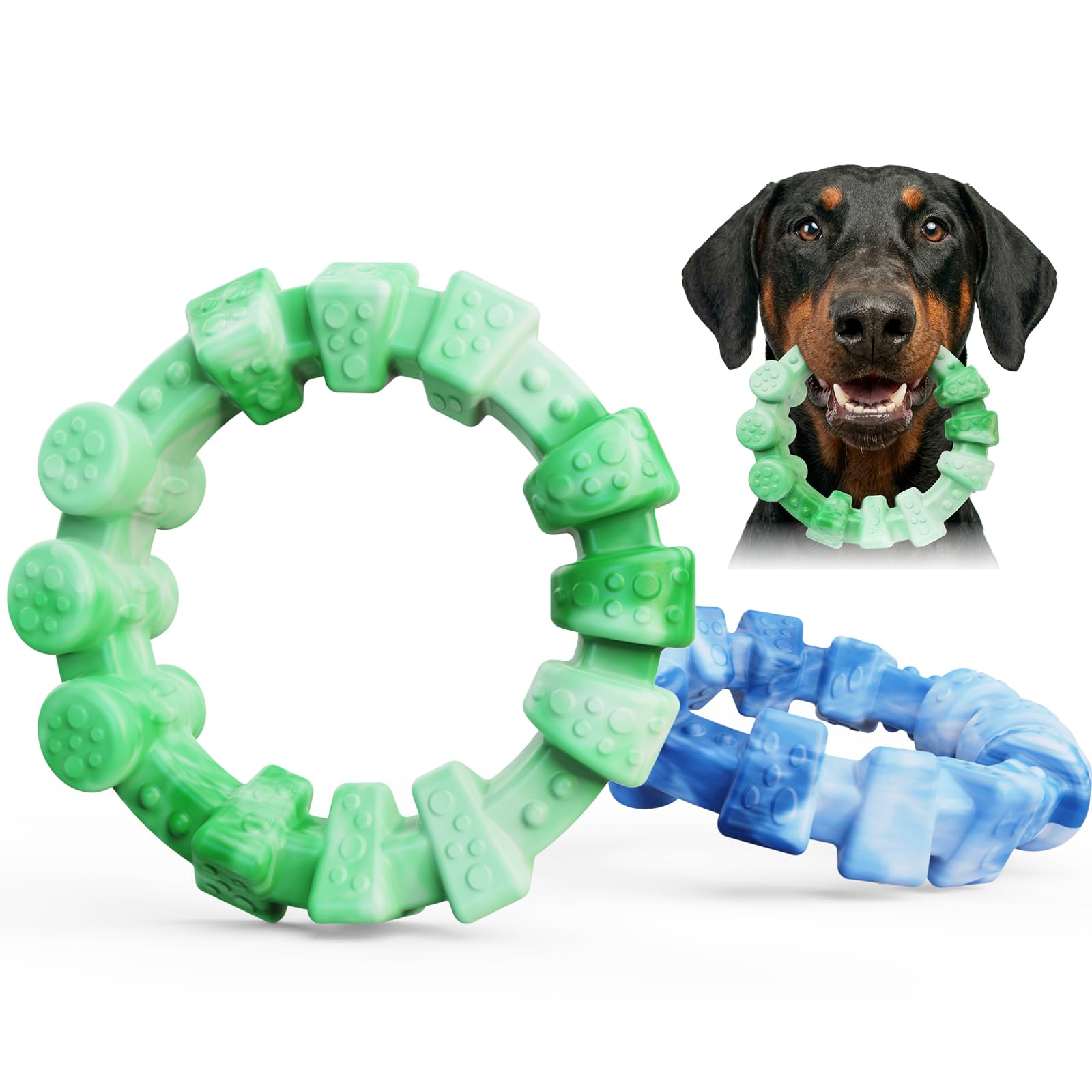 BoYoYo Robustes Hundespielzeug für aggressive Kauer, 2 Stück, unzerstörbares Hundespielzeug für große Hunde, langlebiges Kauspielzeug, um sie zu beschäftigen, Speckgeschmack, interaktives