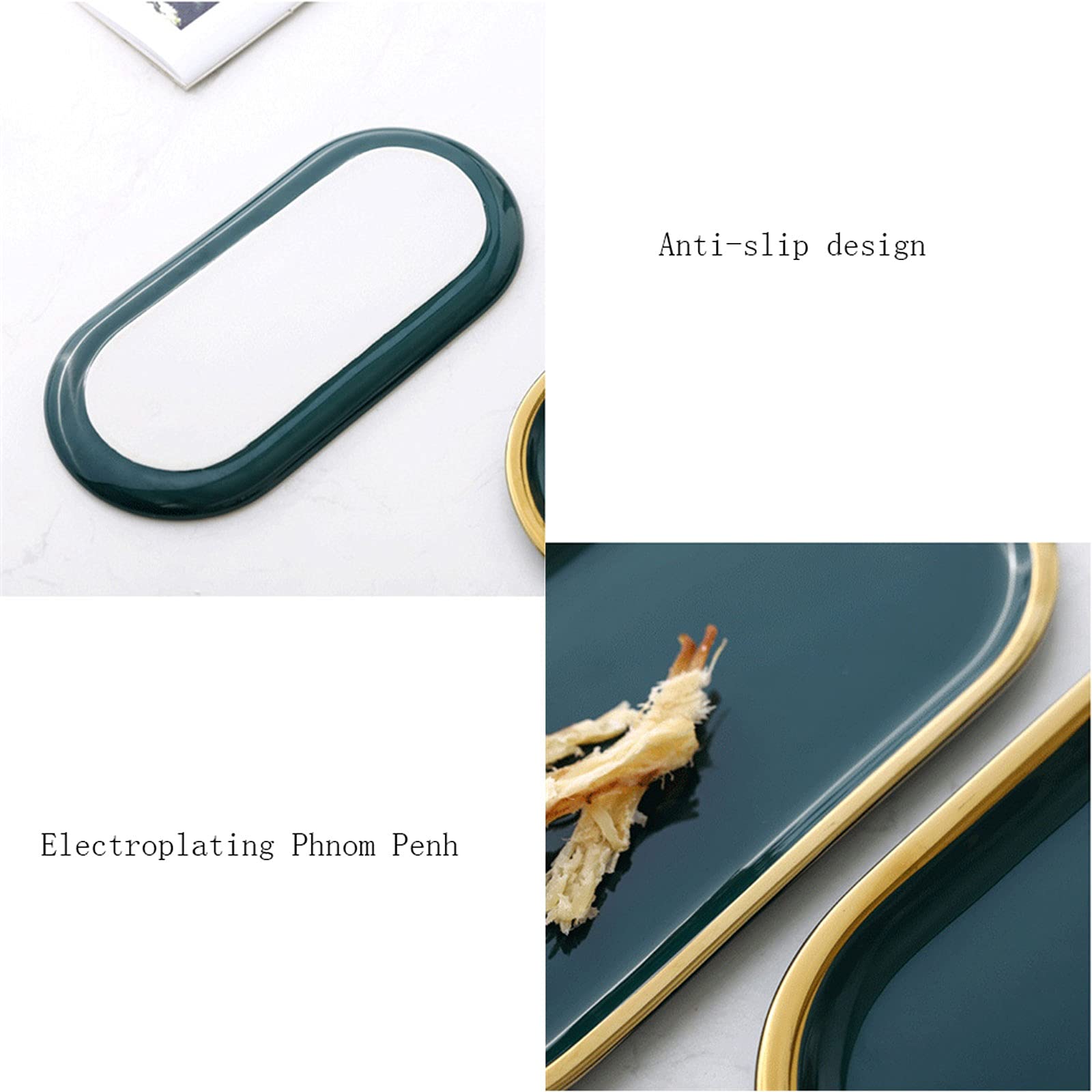 Foodservice Vassoio Vano vano vassoio Phnom Penh vassoio for uso domestico torta in ceramica torta dessert piastra creativa ovale stoccaggio piatto gioielli piastra verde snack piatto, 10/12 pollici p