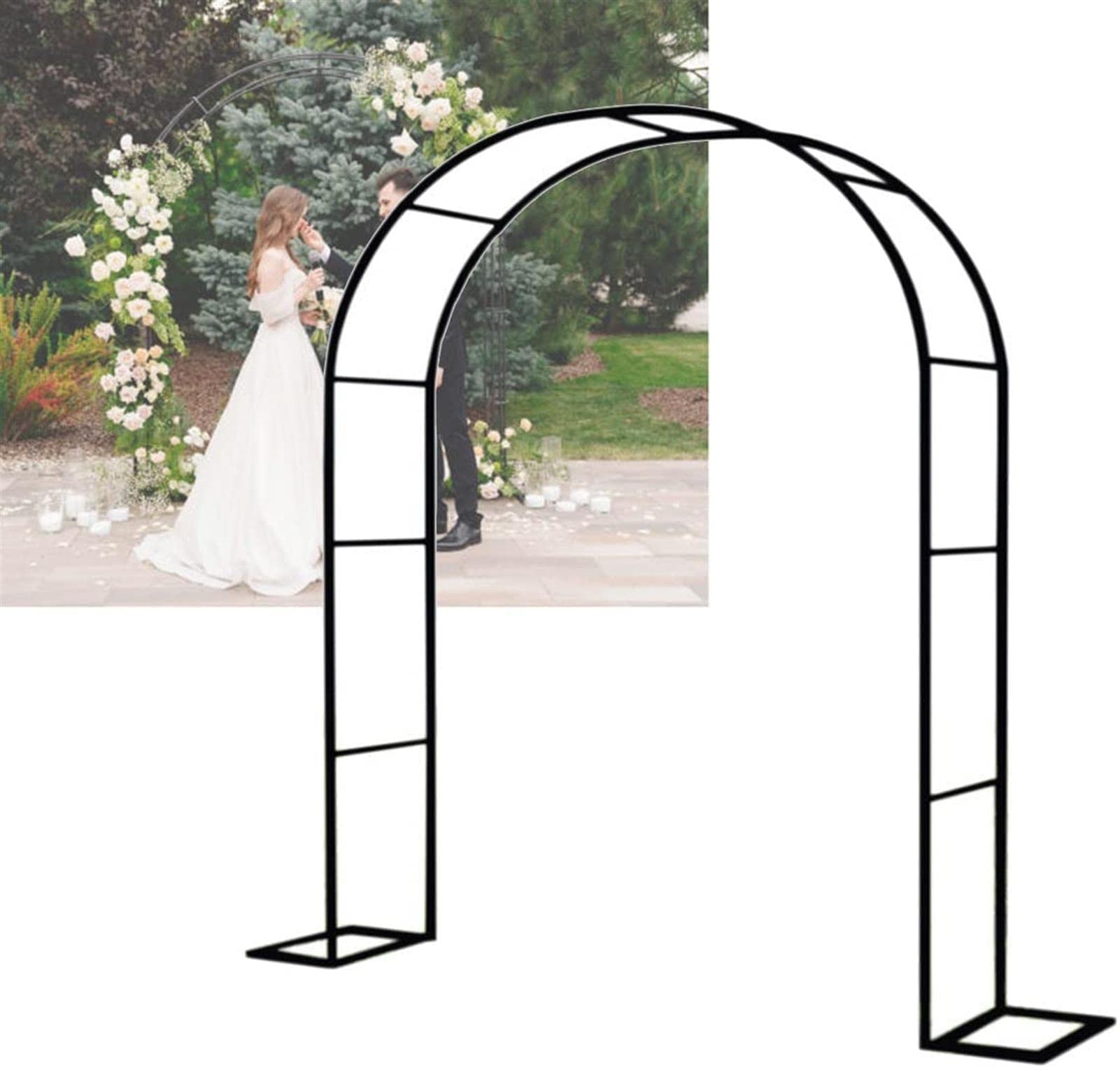 Arco Da Giardino 120x220cm 180x220cm 240x220cm Arco In Metallo Per Rose Rampicanti, Arco Di Nozze Arco Pergolato Da Giardino Con Base, Resistente,120x220x40CM
