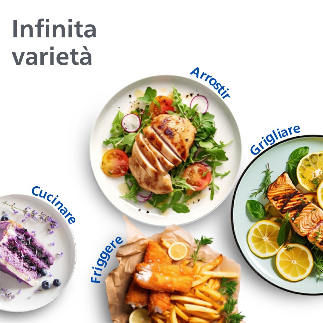 Philips Dual Basket Air Fryer - Cottura sana, veloce e versatile, Friggitrice ad aria con Doppio Cestello da 9L, Touchscreen, design a 2 cestelli con doppia resistenza e termostasti separati(NA350/00)