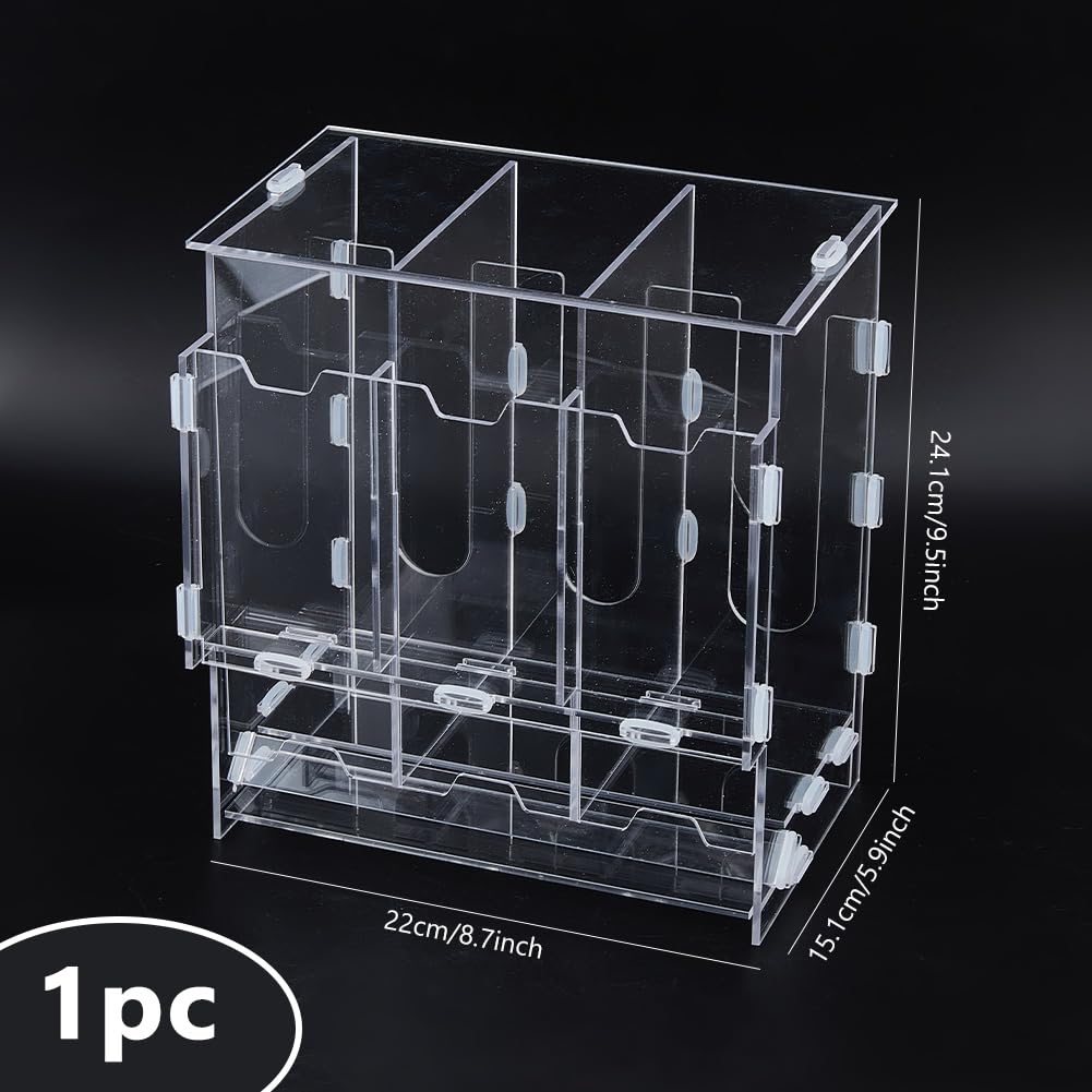 DICOSMETIC Distributeur de cartes en acrylique à 3 compartiments - Distributeur de cartes - Rectangulaire - Boîte d'organisation de cartes de trading - Pour la maison et les affaires