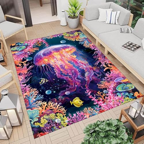 Tapete decorativo rectangular océano 4x6ft lavable miniatura 2