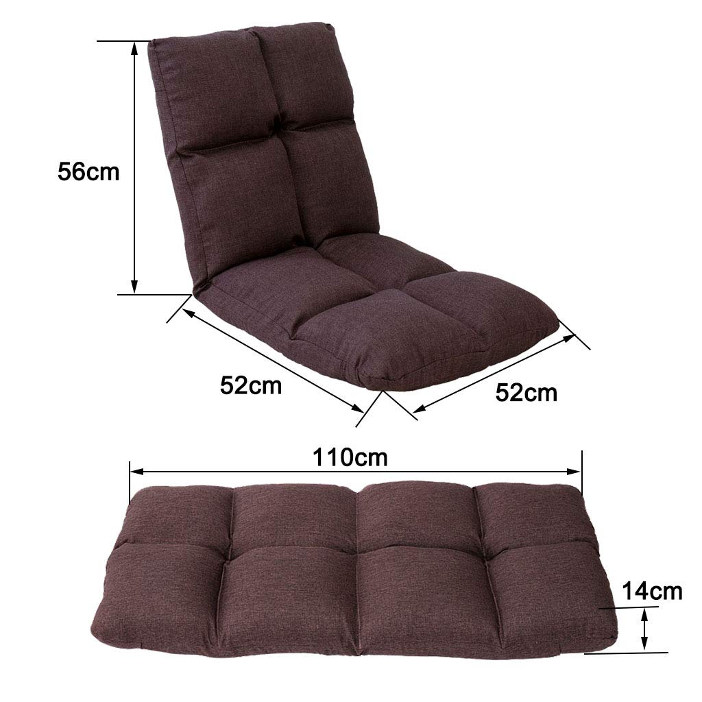Generisch Silla de suelo plegable con respaldo de ventana de bahía, ajuste de 6 posiciones, diseño elegante, tela agradable para la piel y esponja altamente elástica para meditación, yoga, ocio,