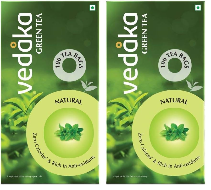 Image of Amazon Brand ? Vedaka Green Tea, Natural, 100 Bags (Pack of 2)