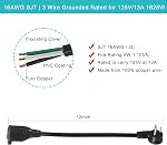 1FT Cordon d'extension de puissance courte avec prise plate- Black Low Profile Flat Plug Short 3Prong Cord d'extension intérieur à la terre,1625W 16AWG AC Cord d'extension d'appareils ménagers de petite taille avec tête plate