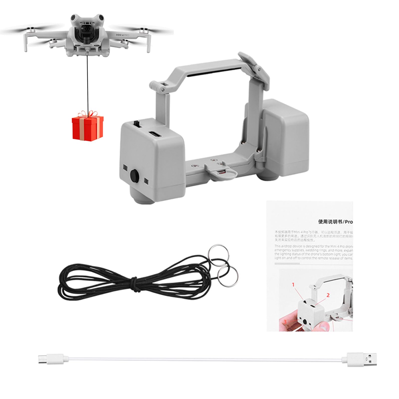 Sistema Airdrop de dron para DJI MINI 4 PRO lanzador fotosensible transporte entrega entrega carga útil dispositivo de caída de aire