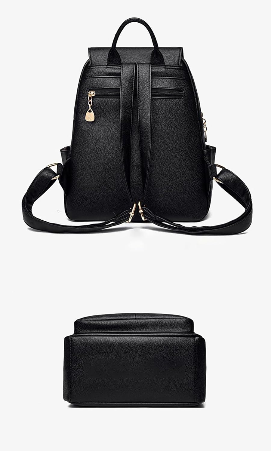 YUNZLAN Korean Style Black Leather Backpack Purse Casual Fashion Backpack for Girls Women Daypack - Image 3