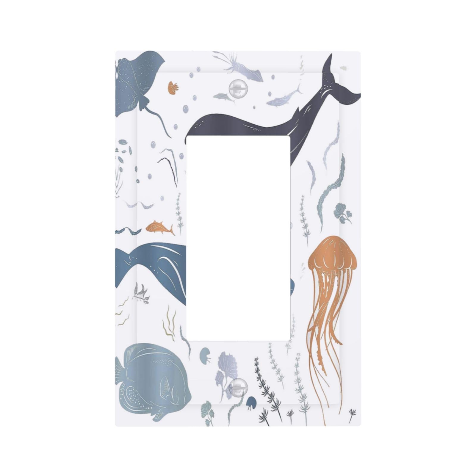 Wpshijia Kids Sea Animal Decorative Single Rocker Light Switch Covers 1 Gang Outlet Cover Wall Plate Decorative GFCI Switchplate Faceplate for Nursery Kidsroom Bedroom Decor