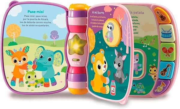 VTech-80-166787 Premières chansons, Livre interactif pour bébés + 6 Mois, Couleur Rose, 3480-166787, único