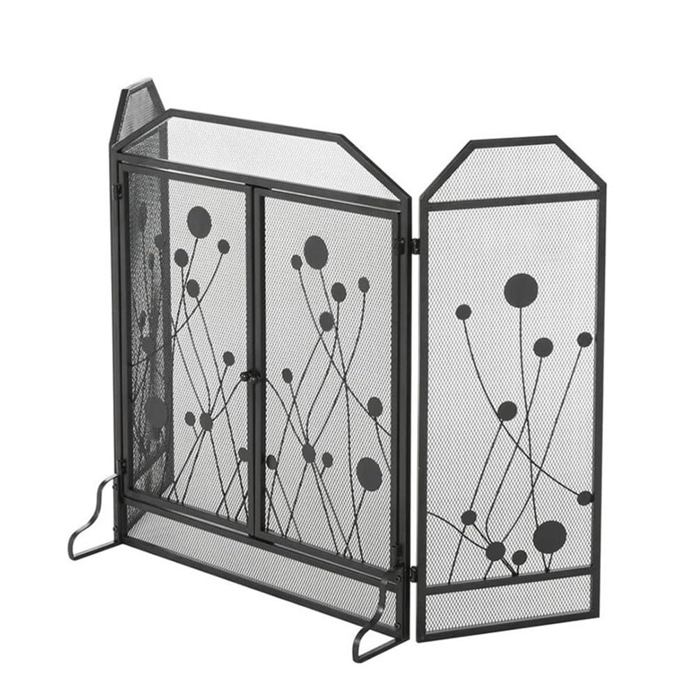 fireplace cover Foldable Double-Door Fireplace Screen Iron Fire Heating Fireproof Net Decorative Partition Guardrail