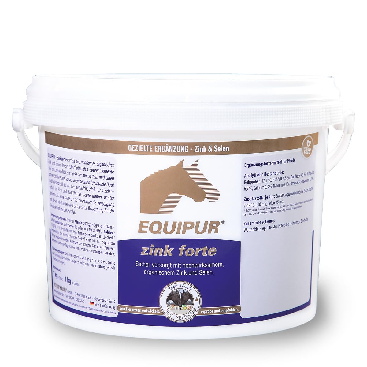 Equipur Zink forte | 3 kg | Ergänzungsfuttermittel für Pferde | Mit organisch gebundenem Zink