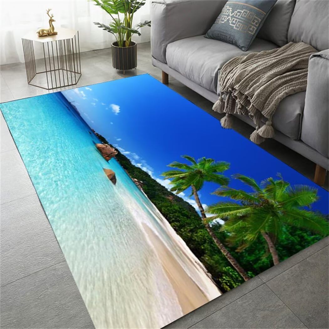 Tapis de plage antidérapant bleu pour chambre de garçon sans glissade