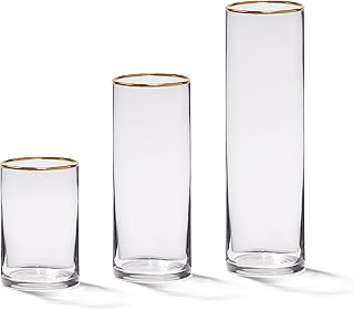 4E's Novelty Set of 3 Glass Cylinder Vases 6, 9, 10.5