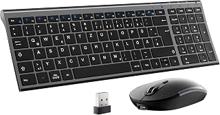 iClever Tastatur Maus Set Kabellos, QWERTZ Layout, Grau