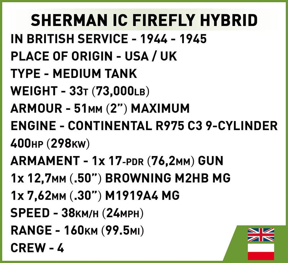 COBI WW2 - Sherman IC Firefly Hybrid 600 Piezas