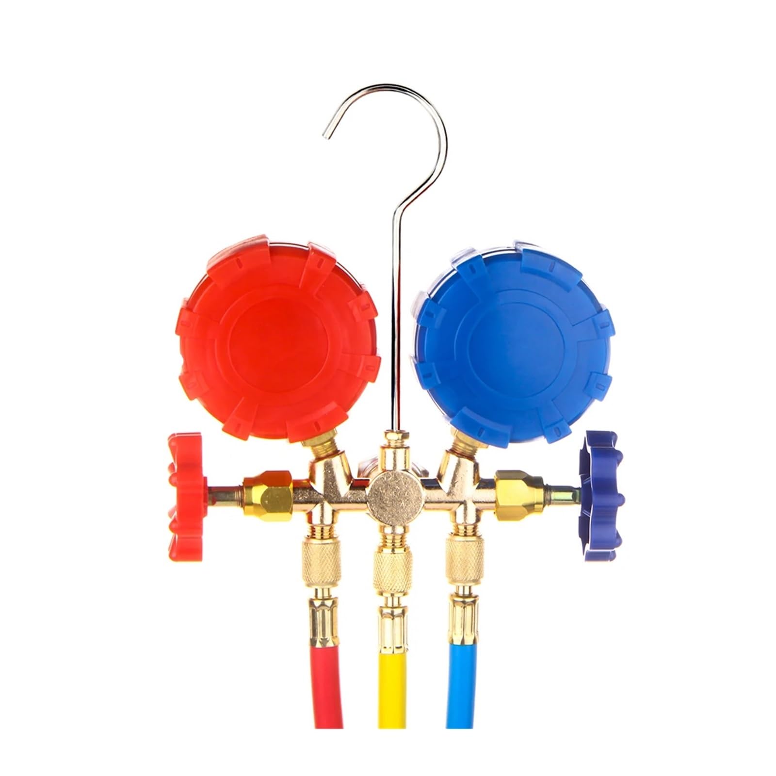 R410A R22 R134a R404A Misuratore del tubo a collettore HVAC A/C Servizio di riempimento di raffreddamento con tubi flessibili Raccordi regolabili Adattatore barattolo di scarico (Modello 3)