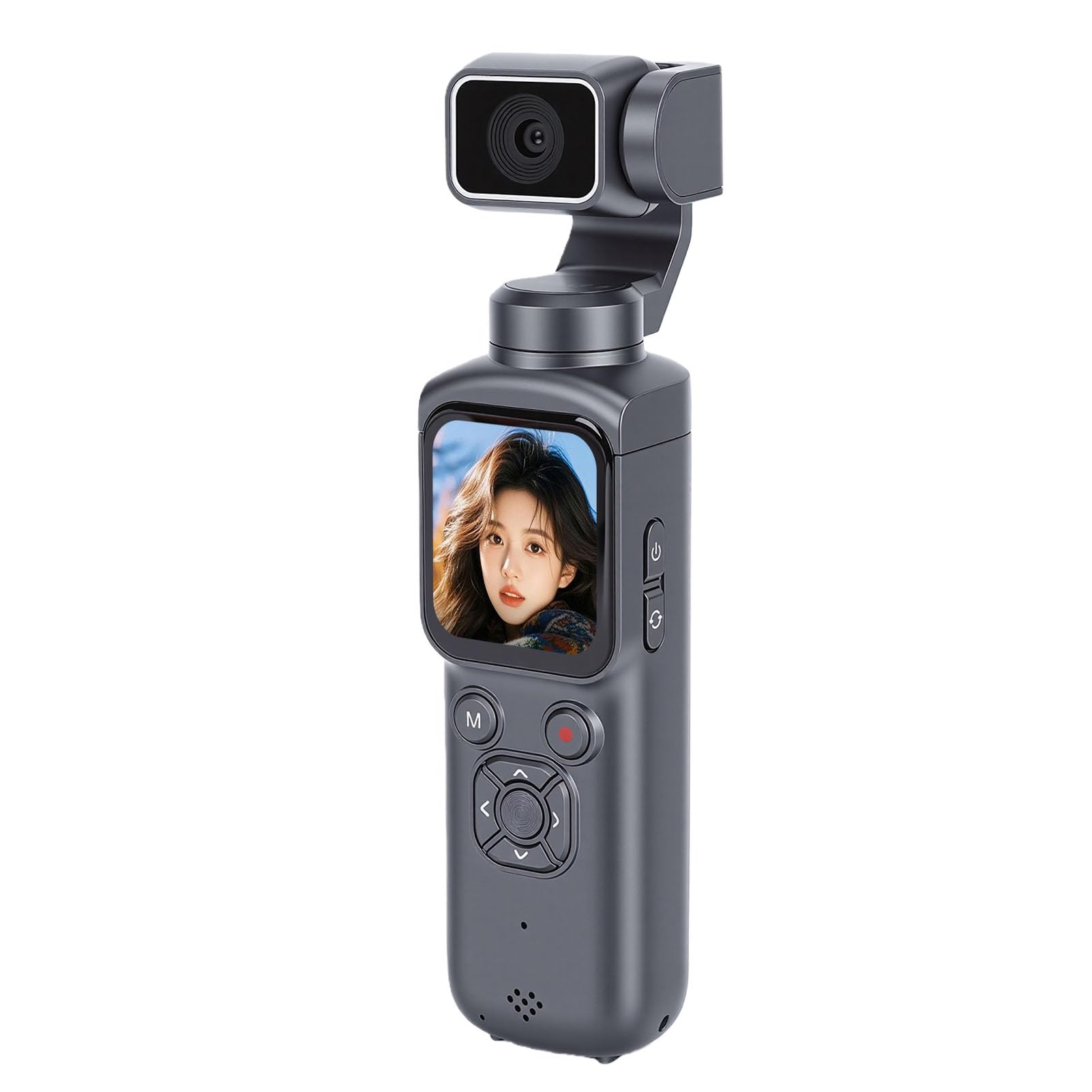 Yunir Vlogging Camera, 4K Video Recorder with 330° Rotatable Lens, Anti-shake Pocket Camera with Audio and Video Recording, Handheld Cameras with 64GB Card for-picture-32