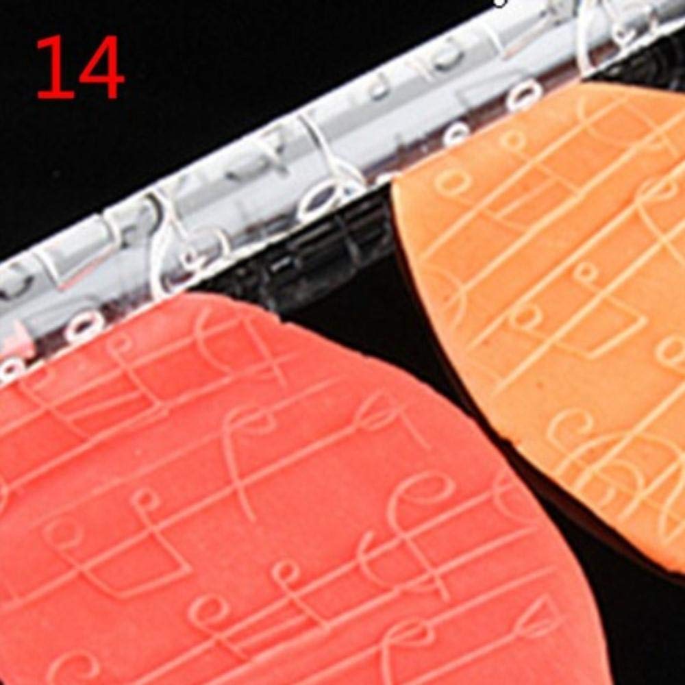 1PC Food-Grade Acrylic Carved Rolling Pin Embossing Fondant Cake Impression Pastry Roller Decoration Home Kitchen Baking Tools,14