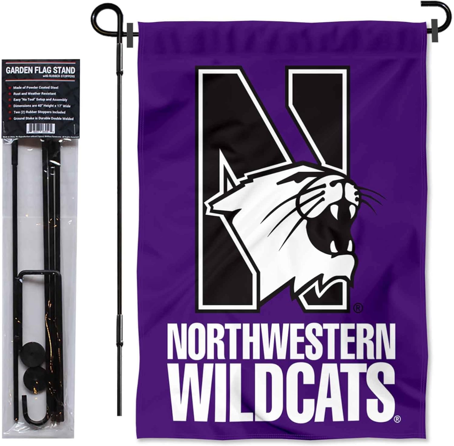 College Flags & Banners Co. Northwestern University Garden Flag and Pole Holder Set