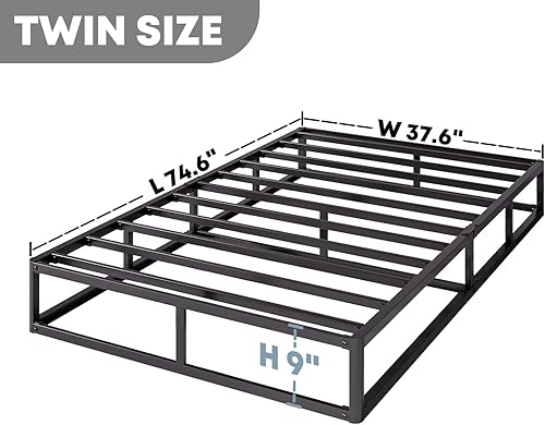 Miniatura 2 de Muelle de caja doble, resorte de metal de 9 pulgadas de tamaño individual, somier resistente individual con cubierta de tela, fácil montaje,
