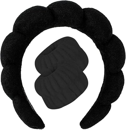 Juego de muñequeras para el spa con diadema para lavarse la cara, diademas para el cuidado de la piel para mujeres, toalla de toalla de tela,