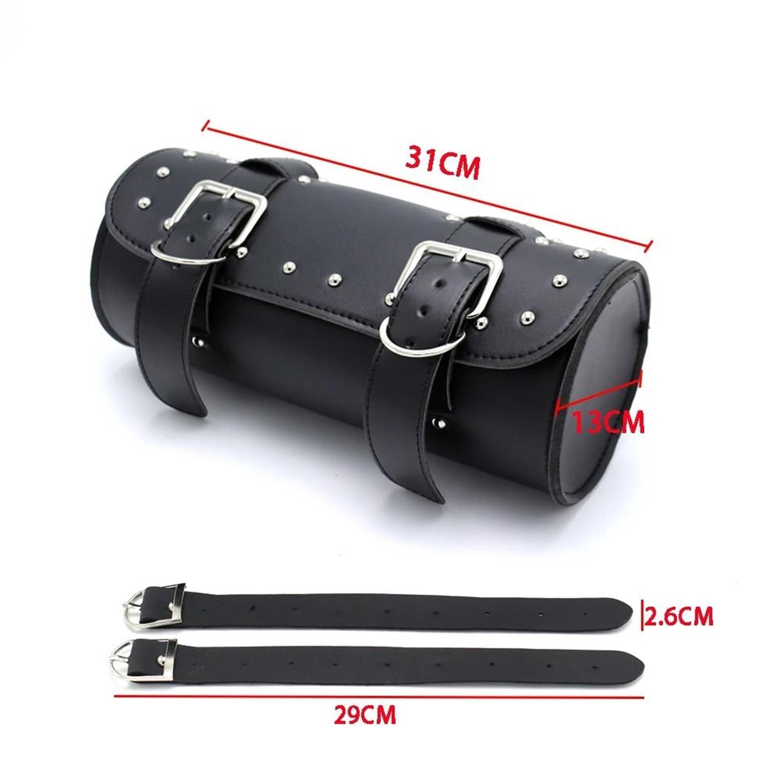 Accessori Moto Borsa Portaoggetti Per Coda Arrotolata Manubrio Forcella Anteriore In Pelle PU Per Harley XL Per Chopper(Nero)