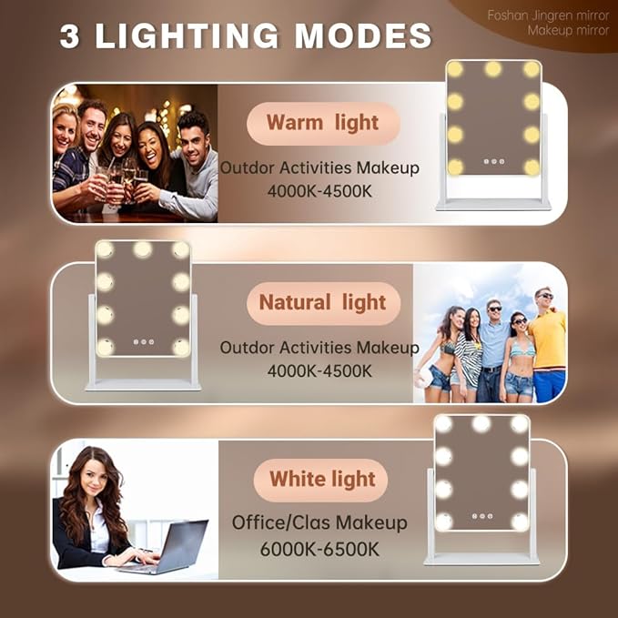 Espejo de Maquillaje Hollywood con Luces LED 9 Bombillas 3 Colores miniatura 5