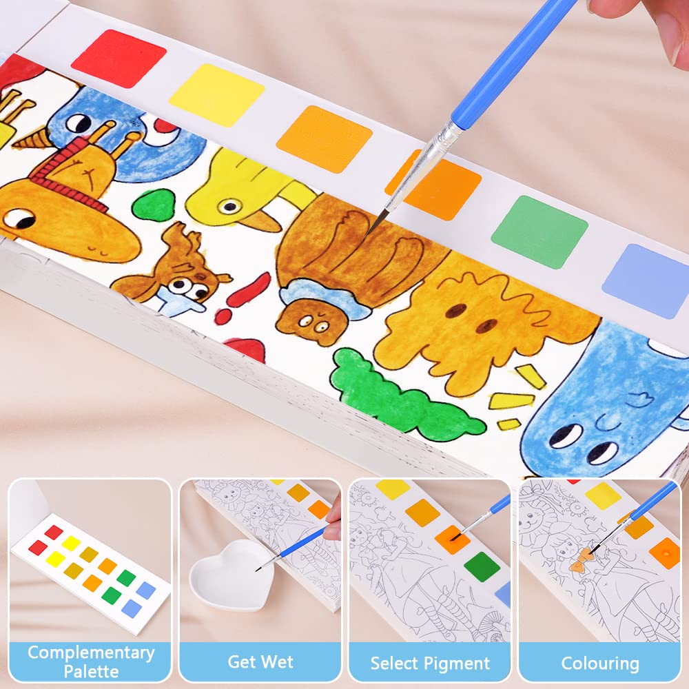 Vicloon Aquarell Malset Für Kinder - Magisches Malbuch Mit 20 Motiven