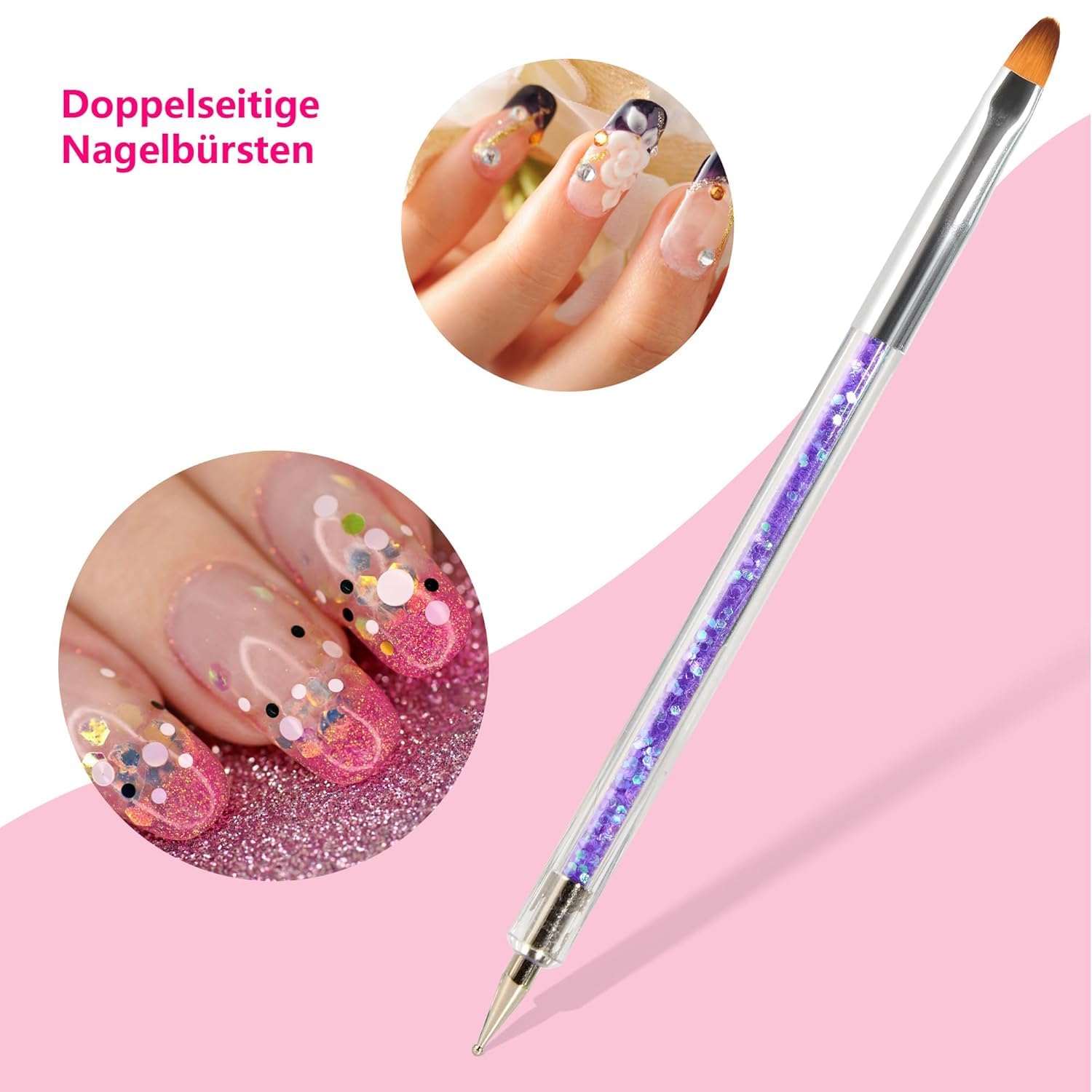 8 Pinceles para Uñas Dobles + 1 Cepillo de Espuma, Herramientas Profesionales de Manicura, Ideales para Uñas Semipermanentes, Gel de Uñas y Pintura Creativa — view 6