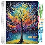 DELUXE TEACHER PLANNER Aug 2026-Jul 2027 8.5x11 Daily Weekly Monthly Organizers with 7 Periods, Pocket Folder, Dated Calendar, Page Tabs, Bookmark and Planning Stickers (Black Tree Seasons)