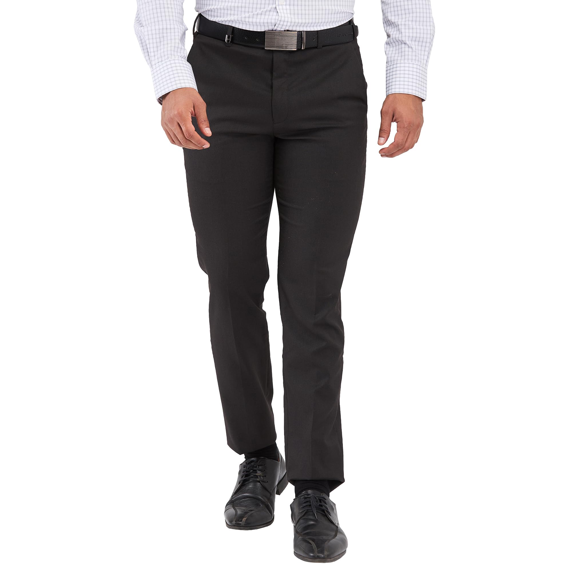 park avenue Men's Neo Fit Structure Pattern Poly Viscose Blend Flat Front Formal Trouser (Size: 32)-PMTY07561-O8 Dark Brown-picture-25