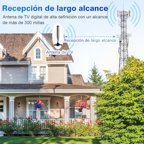 Miniatura 6 de Antena Tv Interior Potente Para Smart Tv Antena Tdt Hd 4k 1080p Con Recepción 360 De Largo Alcance, Base Magnética Fuerte, Cable Coaxial De 5 M, Compatible Dvb-T2 Dvb-T, Señal Estable