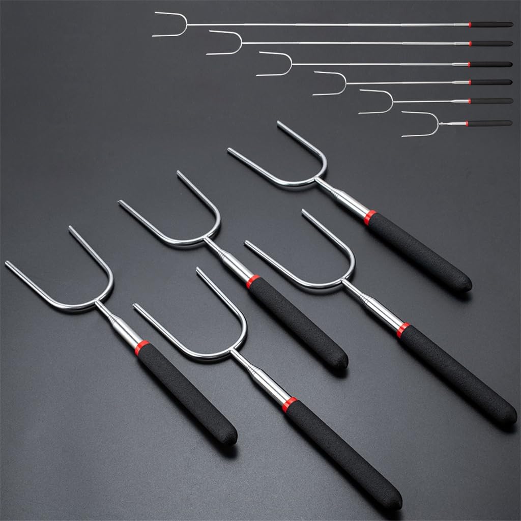 Stainless Steel Telescopic Barbecue Fork Outdoor Barbecue Tool