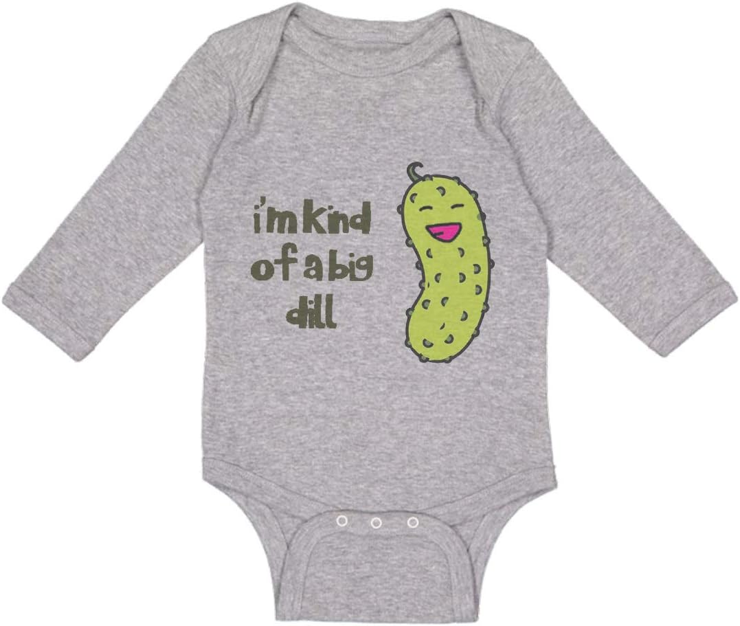 Baby Long Sleeve Bodysuit Laughing Dill Saying I'm Kind Big Funny Humor Boy & Girl Clothes Cotton Oxford Gray Design Only 6 Months