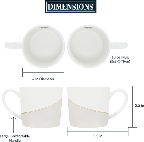 Miniatura 3 de Pavilion Gift Company - Let's Have Coffee Together - Juego de tazas iridiscentes de cerámica de 15 onzas, regalos para parejas para él y ella,