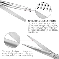 Vista 3 de Fenice Peak Juego de 3 tijeras de aseo para perros, tijeras curvadas de adelgazamiento recto, tijeras de acero inoxidable para aseo de mascotas