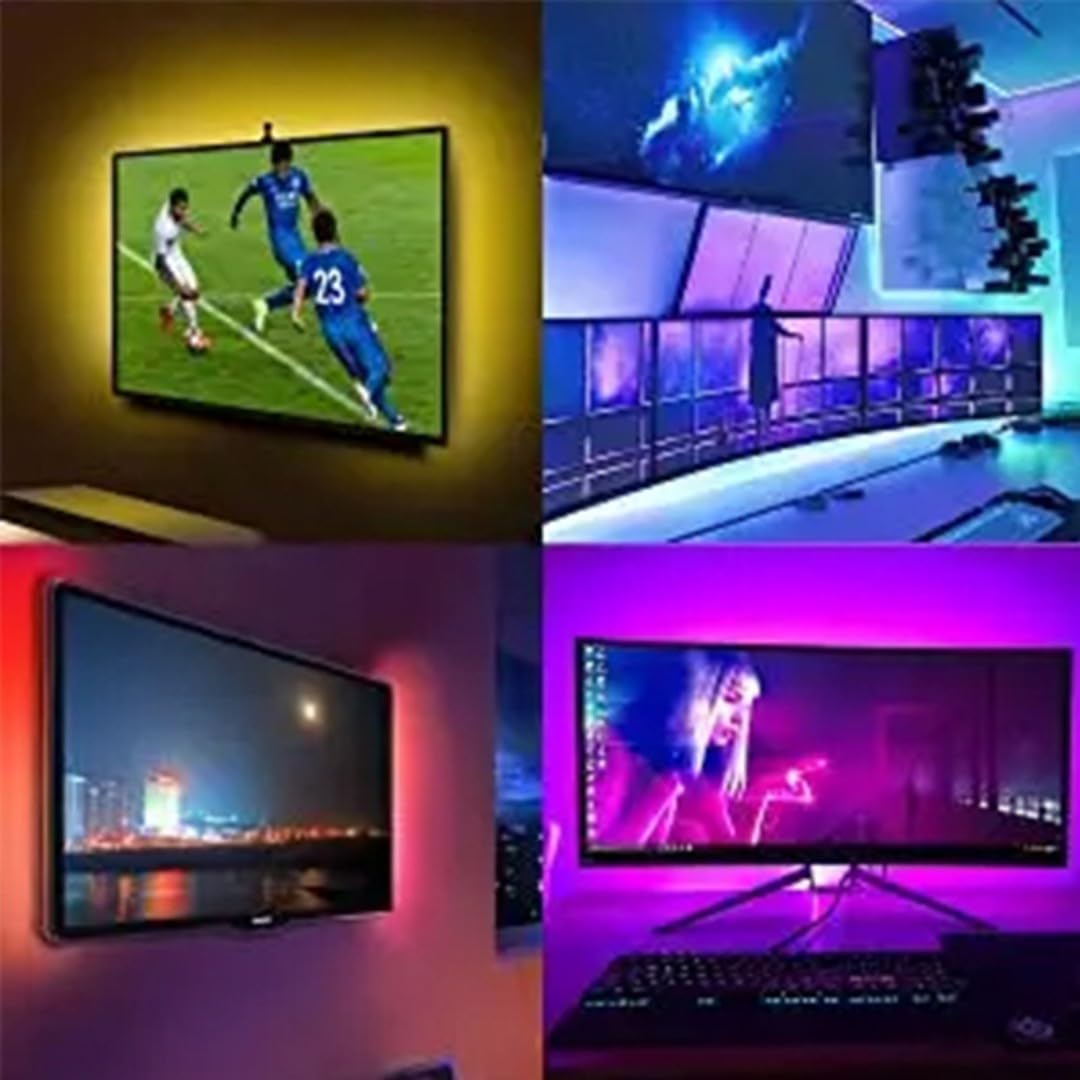 Retroilluminazione TV A LED, Striscia Luminosa A LED per Televisione, Retroilluminazione A LED TV da 6 M USB per TV, Retroilluminazione TV con Controllo App, Music SY con Microfono, Strisc, 1m