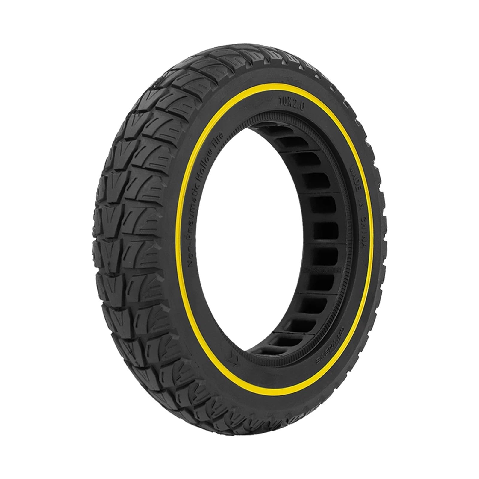 10-calowa pełna opona kompatybilna z Xiaomi M365 Pro Pro2 1S skuter elektryczny 10x2.0 trwała gumowa bezdętkowa amortyzator koła amortyzującego(Yellow)