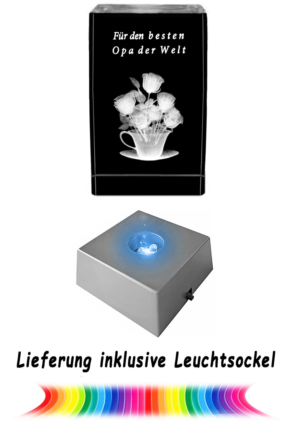 Kaltner Präsente Lampe D'ambiance Rectangulaire-cadeau : LED Bougie Bloc De Verre 3D Cristal Laser Gravure D'un Ange Joyeux Noël En Destockage Et Reconditionné Chez