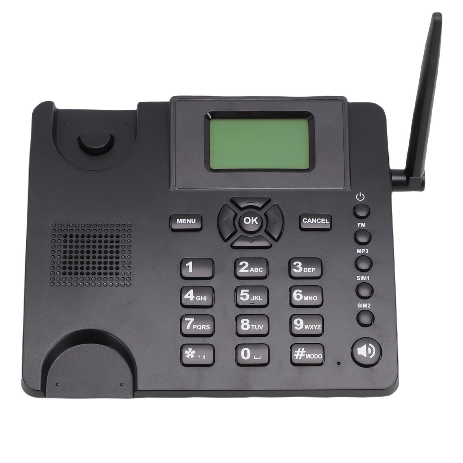 XUMIUZIY Teléfono de Escritorio Clásico Inalámbrico Cuatribanda gsm, Tarjeta SIM Dual, Soporte Red 2G, Teléfono Inalámbrico Fijo con Antena, Radio, Despertador, Manos Libres, para