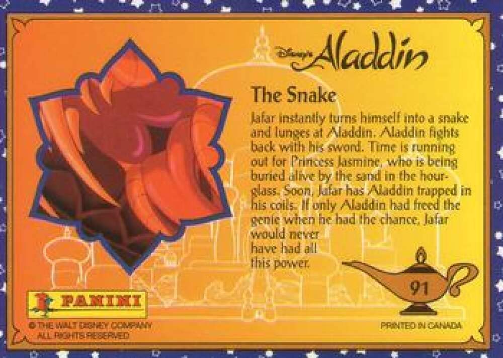 1993 Panini Aladdin NonSport Trading Card #91 The Snake at