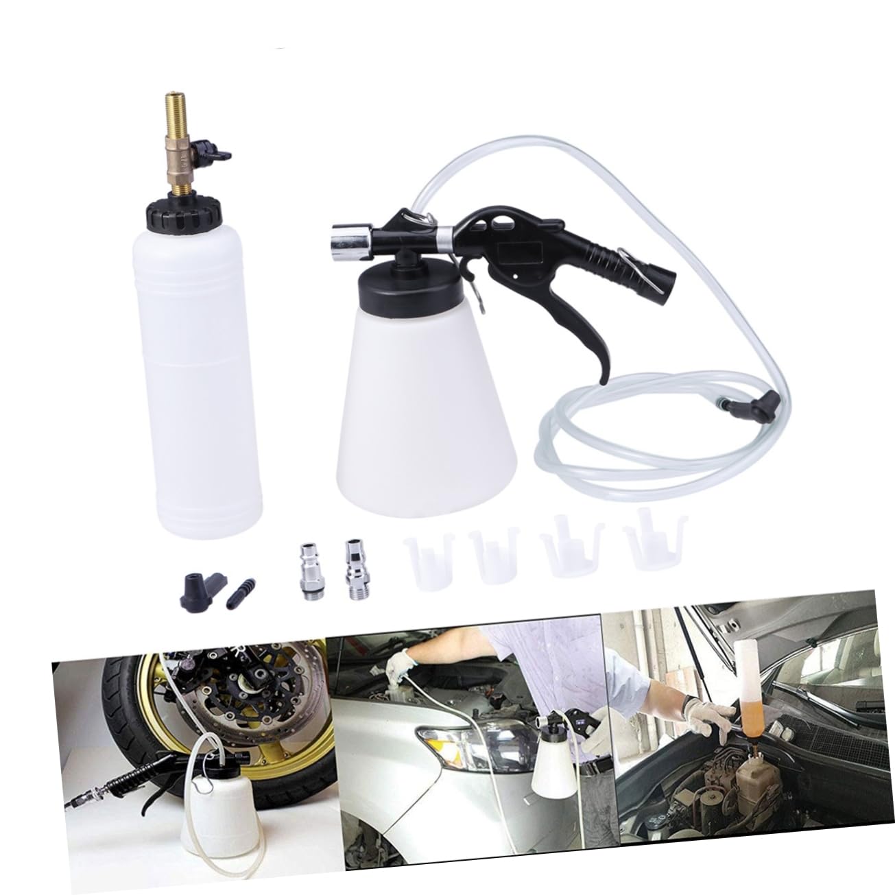 Mikinona Kit de Purga de Líquido de Frenos para Automóvil Bomba de Plástico de Gran Capacidad y Operación Sencilla para Taller y Sangrado de Frenos en Motocicletas