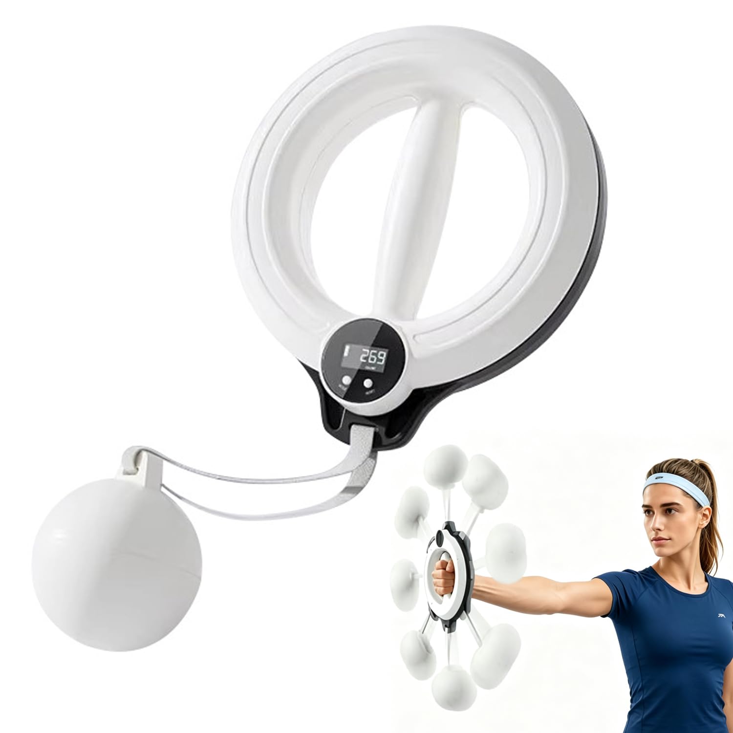 Infinity Hoop for Arms and Shoulder, 360° Flabby Arm Exerciser for Women Men, Forearm Trainer with Digital Tracker, 1.21lbs PC Hand-Crank Forearm Workout Chest Trainer, Fitness Equipment for Home Gym