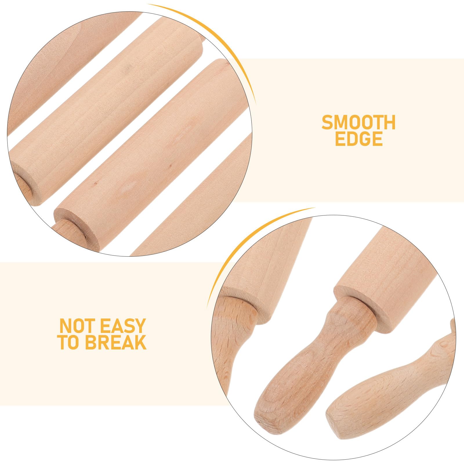 DOITOOL 8 Rodillos de Madera Mini para Hornear, Ideales para Niños en Manualidades y Repostería, Fáciles de Limpiar